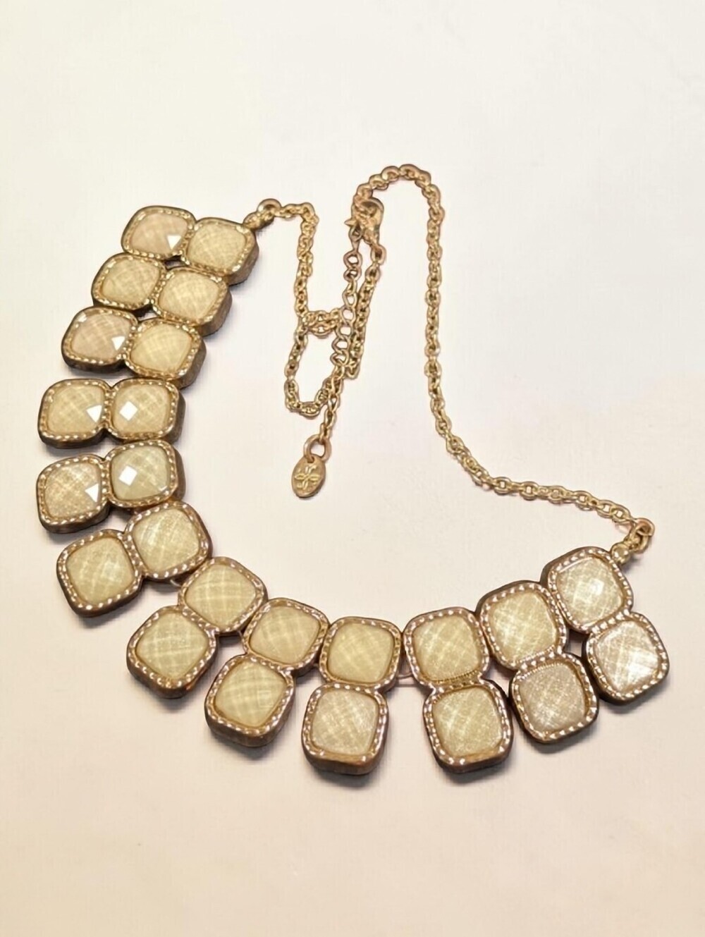 Simply Vera Vera Wang Gold Statement Necklace Cream Faceted Bib Feminine